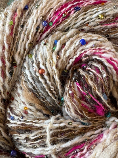 Hand Spun Glass Beads-Hot Pink Stained Glass