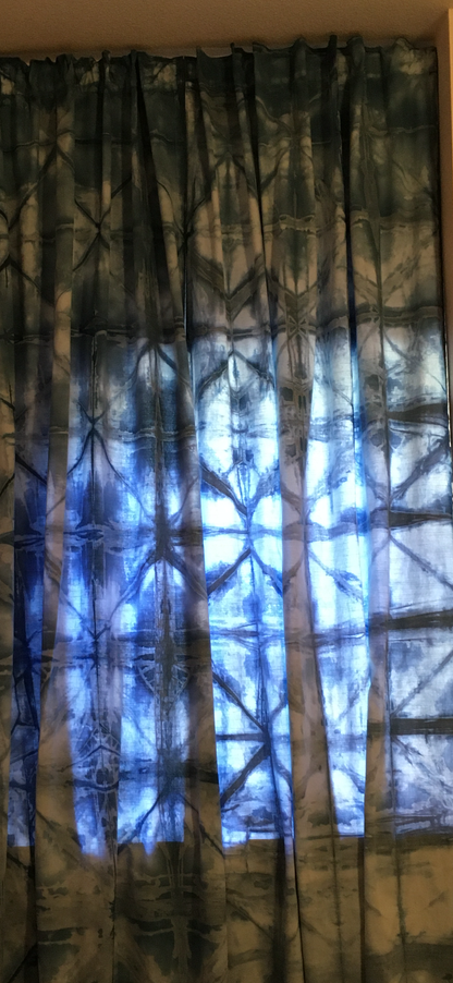 Curtains-Shibori Indigo Dyed