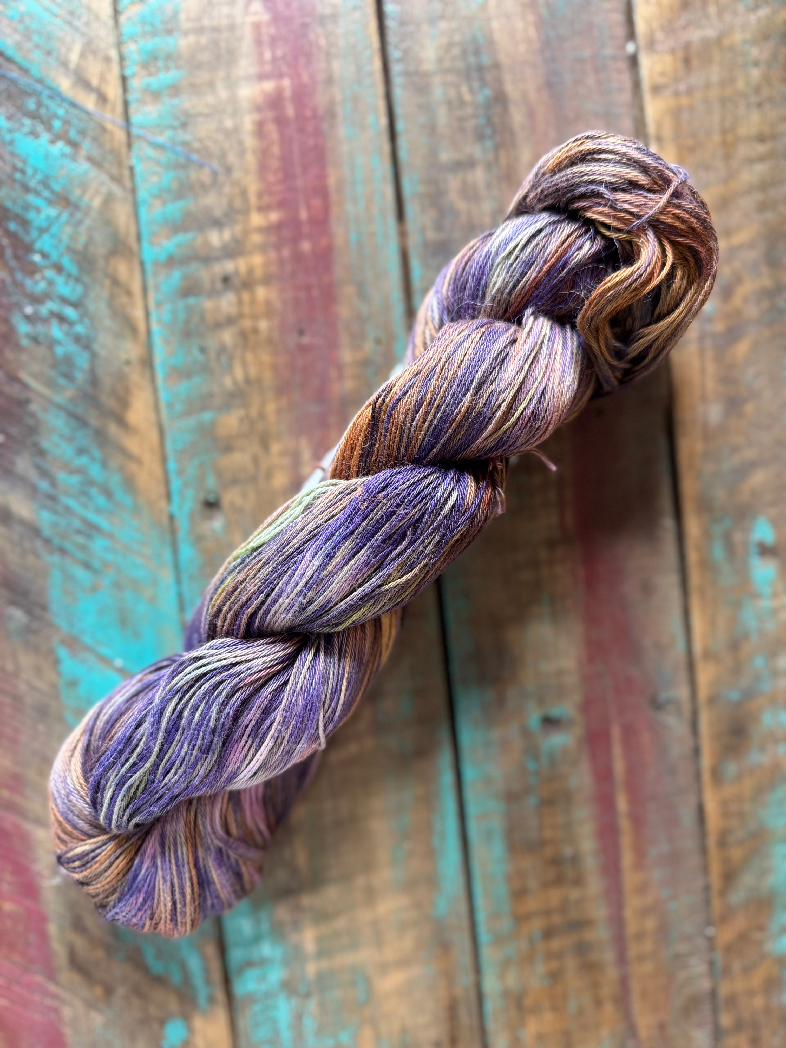 Fingering Sock Pima Cotton- Purple Beige Olive Pink