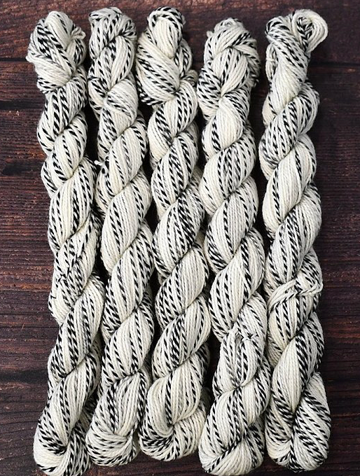 Fingering SW Merino Wool Nylon B&W Barber Pole-Mini