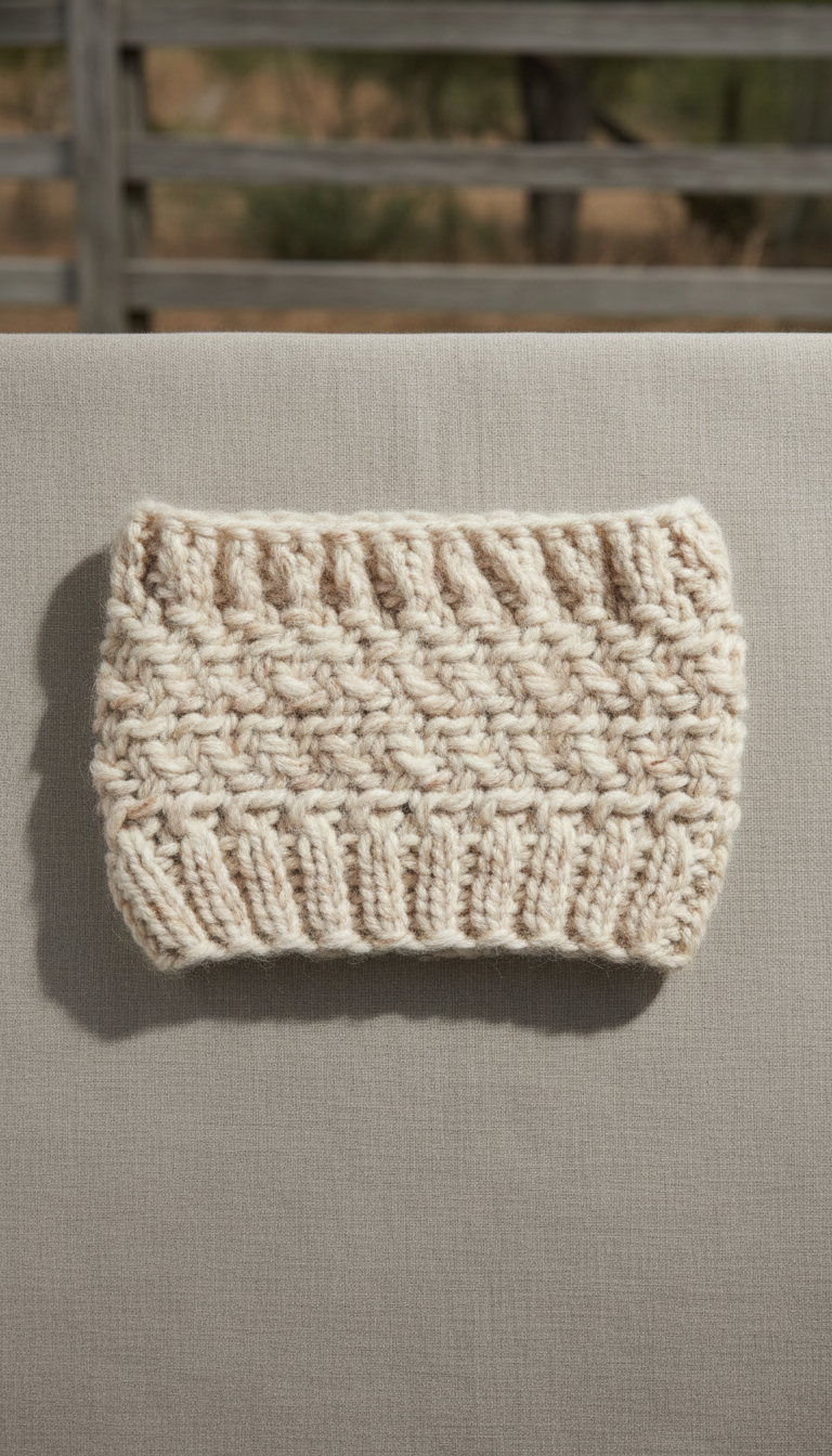 Hand-Knit Wool Cream Cowl