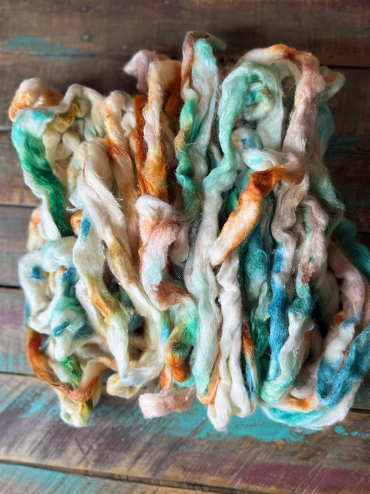 Alpaca Flax Linen Eri Peace Silk Roving-Patina