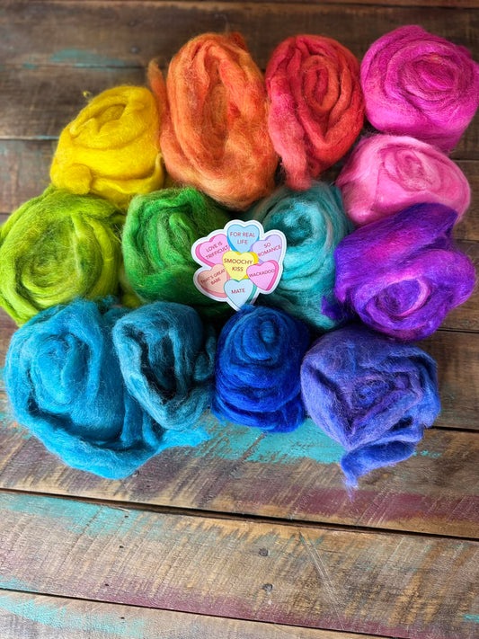 Alpaca Mohair Eri Peace Silk Roving-Smoochy Kiss